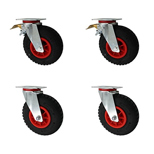 Set 230 mm Luftberefte Transportrollen 2 x Lenkrollen Bremse + 2 x LenkrollenTransportgeräterolle von STRICKER-ROLLEN