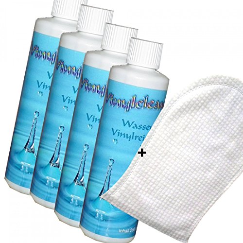 Pflegemittel Set für Wasserbetten - 4 x 250 ml Vinylreiniger Stricker Vinylclean inkl. 1 Pflegehandschuh von STRICKER