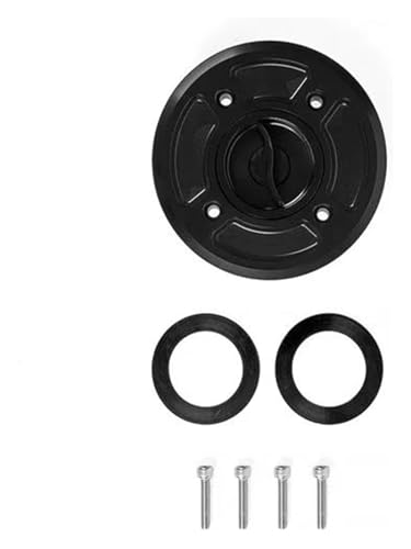 Zündschalter Für Ninja 400 2018 2019 Key Lock Kit Motorrad Teile Kraftstoff Gas Tank Benzin Abdeckung Keyless Cap(Black- Silver) von STRJUS