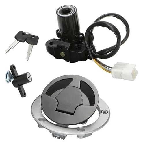 Zündschalter Für Ninja ZX636 2013-2018/ZX1000 ZX10R 2011-2015 Mit 2 Schlüssel Motorrad Zündschloss Kraftstoff Gas Kappe Tank von STRJUS