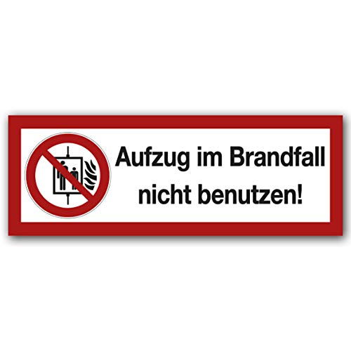10 Stück Aufzug im Brandfall nicht benutzen Aufkleber Sticker Warnhinweis, Verbotszeichen, Warnzeichen, Sicherheitszeichen von STROBO