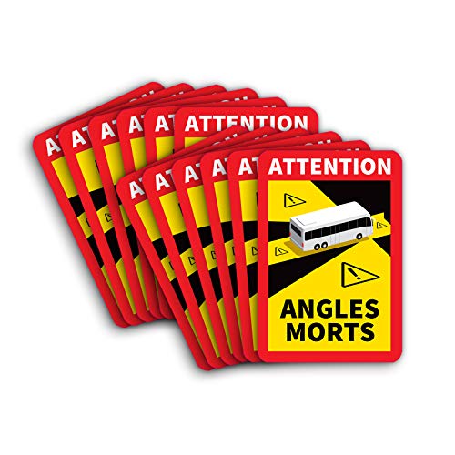 12 Stück Attention Angles Morts Magnetschilder 25 x 17 cm Magnet für LKW und Wohnwagen Warntafel Hinweiszeichen Schild Frankreich mit UV Schutz von STROBO