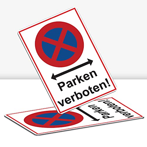 2 Stück Absolutes Halteverbot Schild 20 x 30 cm Alu 3mm Alu-Dibond stabile Aluminiumverbundplatte parken verboten Parkplatzschild mit UV-Schutz von STROBO von STROBO