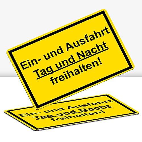 2 Stück Einfahrt und Ausfahrt freihalten Schild 30 x 20 cm Alu 3mm Alu-Dibond stabile Aluminiumverbundplatte mit UV-Schutz von STROBO von STROBO