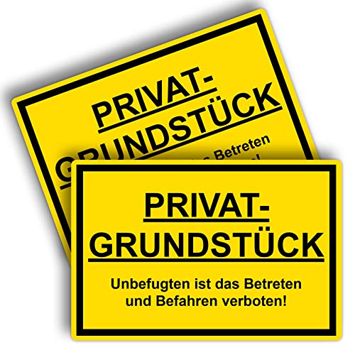 2 Stück Privatgrundstück Unbefugten ist das Betreten und Befahren verboten Schild 20 x 30 cm aus stabiler PVC Hartschaumplatte 3mm Achtung Privatgrund Schild mit UV-Schutz von STROBO von STROBO