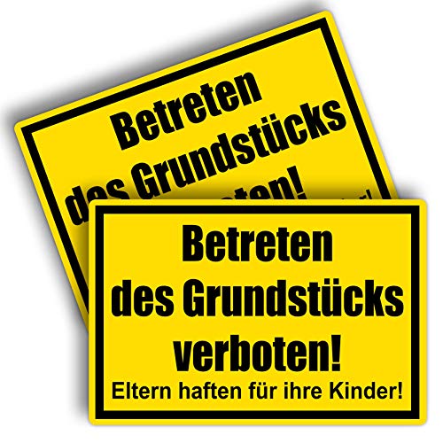 2 Stück Privatgrundstück Unbefugten ist das Betreten und Befahren verboten Schild 20 x 30 cm aus stabiler PVC Hartschaumplatte 3mm Eltern haften für ihre Kinder mit UV-Schutz von STROBO von STROBO