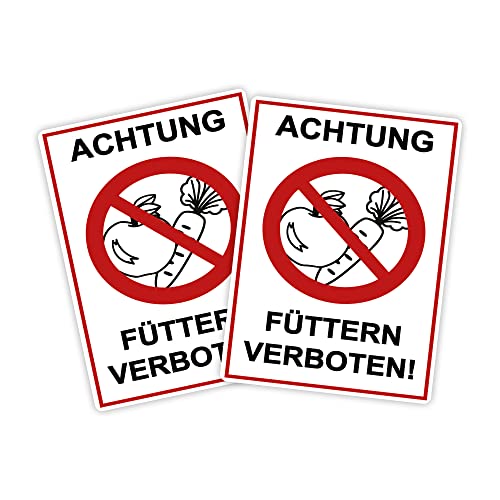 2 Stück XXL Achtung Füttern verboten ! Schild 30 x 40 cm aus stabiler PVC Hartschaumplatte 5mm mit UV-Schutz von STROBO von STROBO