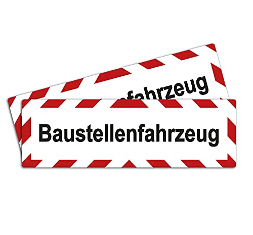 2 Stück XXL Baustellenfahrzeug Magnetfolie 45 x 15 cm Magnetschild Warntafel für Baustellenfahrzeuge Auto magnetisch Hinweiszeichen mit UV Schutz von STROBO von STROBO