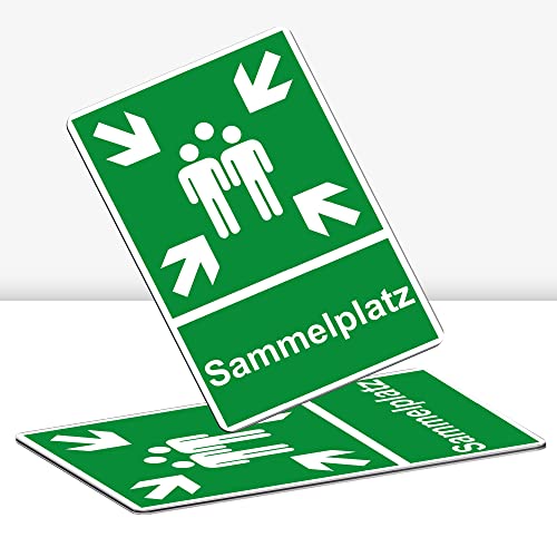 2 Stück XXL Sammelplatz Schild 30 x 40 cm Alu 3mm Alu-Dibond stabile Aluminiumverbundplatte Sammelstelle Sammelpunkt mit UV-Schutz von STROBO von STROBO