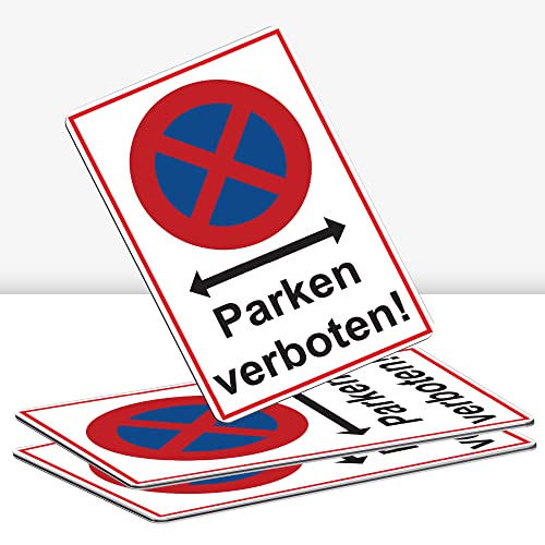 3 Stück Absolutes Halteverbot Schild 20 x 30 cm Alu 3mm Alu-Dibond stabile Aluminiumverbundplatte parken verboten Parkplatzschild mit UV-Schutz von STROBO von STROBO