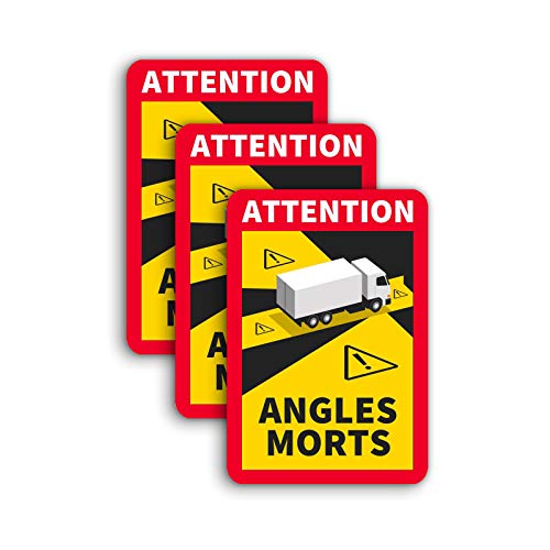 3 Stück Attention Angles Morts Magnetschilder 25 x 17 cm Magnet für LKW und Wohnwagen Warntafel Hinweiszeichen Schild Frankreich mit UV Schutz von STROBO