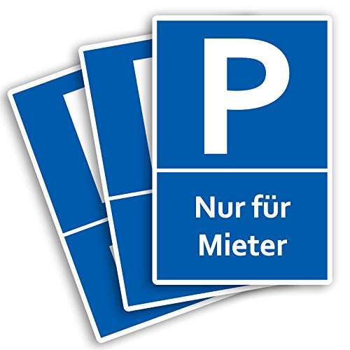 3 Stück Nur für Mieter Parkplatzschild Schild 20 x 30 cm aus stabiler PVC Hartschaumplatte 3mm mit UV-Schutz von STROBO von STROBO