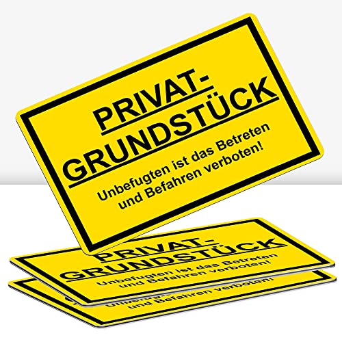 3 Stück Privatgrundstück Schild 30 x 20 cm Alu 3mm Alu-Dibond stabile Aluminiumverbundplatte Unbefugten ist das Betreten und Befahren verboten Schild mit UV-Schutz von STROBO von STROBO