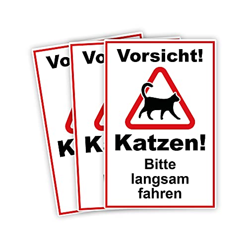 3 Stück Vorsicht ! Katzen bitte langsam fahren Schild 20 x 30 cm aus stabiler PVC Hartschaumplatte 3mm mit UV-Schutz von STROBO 3 Stück Vorsicht ! Katzen bitte langsam fahren Schild 20 x 30 cm aus stabiler PVC Hartschaumplatte 3mm mit UV-Schutz von STROBO von STROBO