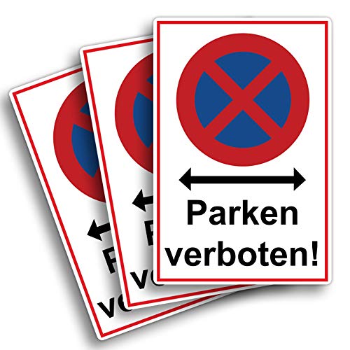 3 Stück XXL Absolutes halteverbot Schild 30 x 40 cm parken verboten aus stabiler PVC Hartschaumplatte 5 mm Parkplatzschild mit UV-Schutz von STROBO von STROBO