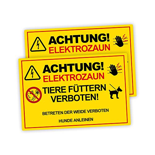 3 Stück XXL Achtung ! Elektrozaun Tiere füttern Weide betreten verboten Schild 30 x 40 cm aus stabiler PVC Hartschaumplatte 5mm mit UV-Schutz von STROBO von STROBO