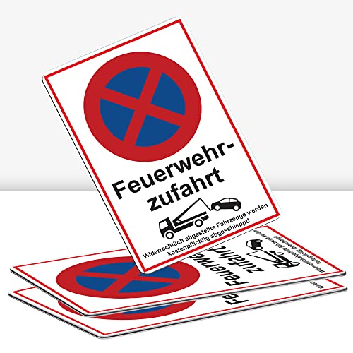 3 Stück XXL Feuerwehrzufahrt freihalten Schild 30 x 40 cm Alu 3mm Alu-Dibond stabile Aluminiumverbundplatte Feuerwehr Einfahrt freihalten mit UV-Schutz von STROBO von STROBO