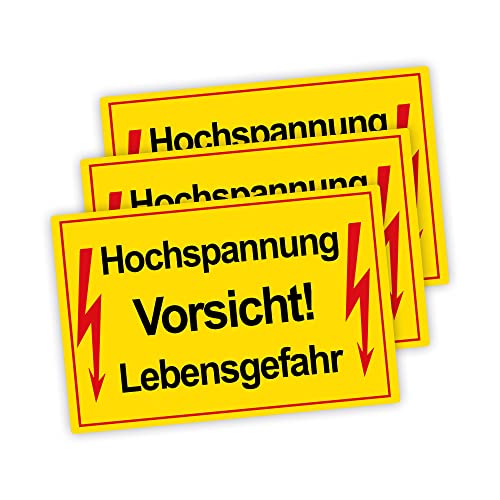 3 Stück XXL Vorsicht ! Hochspannung Lebensgefahr Schild 30 x 40 cm aus stabiler PVC Hartschaumplatte 5mm mit UV-Schutz von STROBO von STROBO