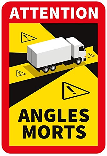 30 Stück Attention Angles Morts für LKW und Wohnwagen 25 x 17 cm Aufkleber Sticker Hinweiszeichen Schild Frankreich mit UV Schutz speziell für Außenbereich von STROBO von STROBO