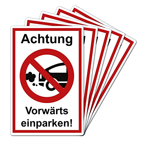 5 Stück Achtung vorwärts einparken Schild 20 x 30 cm aus stabiler PVC Hartschaumplatte 3mm mit UV-Schutz von STROBO 5 Stück Achtung vorwärts einparken Schild 20 x 30 cm aus stabiler PVC Hartschaumplatte 3mm mit UV-Schutz von STROBO von STROBO