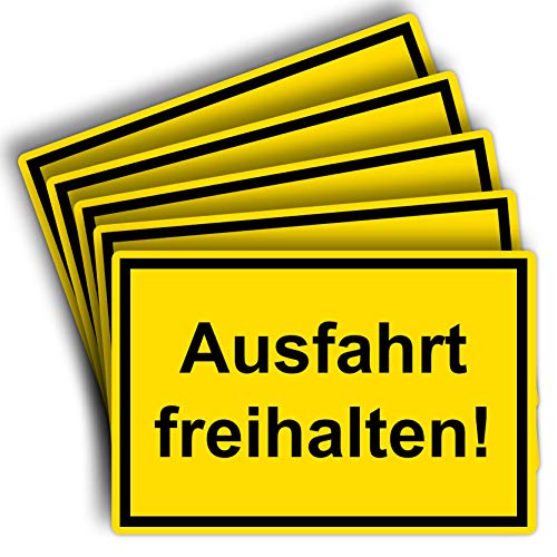 5 Stück Ausfahrt freihalten Schild 20 x 30 cm aus stabiler PVC Hartschaumplatte 3mm mit UV-Schutz von STROBO von STROBO