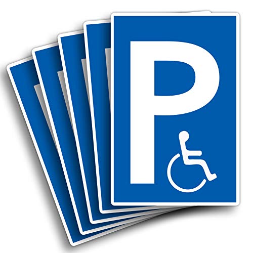 5 Stück Behindertenparkplatz Schild 20 x 30 cm aus stabiler PVC Hartschaumplatte 3mm Parkplatz für Rollstuhlfahrer parken nur mit Ausweis mit UV-Schutz von STROBO von STROBO