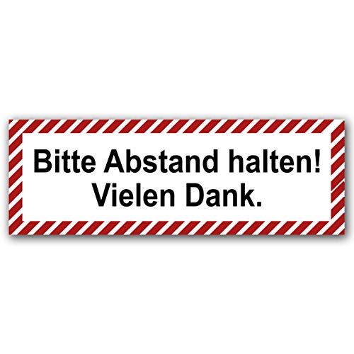 5 Stück Bitte Abstand halten Aufkleber 21x7,2 cm Sticker Diskretion Gebotszeichen mit UV Schutz Warnzeichen für Außen-und Innenbereich von STROBO von STROBO