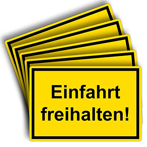 5 Stück Einfahrt freihalten Schild 20 x 30 cm aus stabiler PVC Hartschaumplatte 3mm mit UV-Schutz von STROBO von STROBO