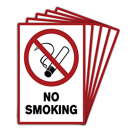 5 Stück No smoking/rauchen verboten Schild 20 x 30 cm aus stabiler PVC Hartschaumplatte 3mm mit UV-Schutz von STROBO von STROBO