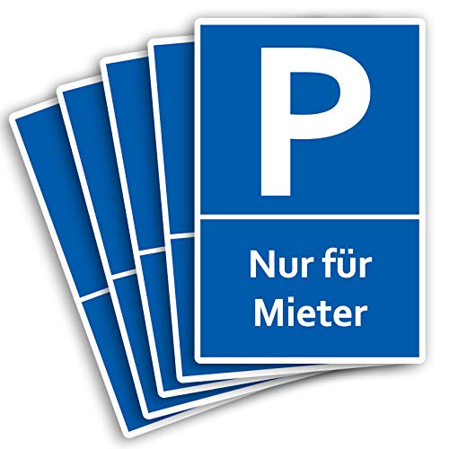 5 Stück Nur für Mieter Parkplatzschild Schild 20 x 30 cm aus stabiler PVC Hartschaumplatte 3mm mit UV-Schutz von STROBO von STROBO