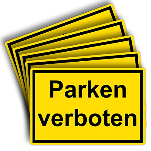 5 Stück Parken verboten Schild 20 x 30 cm aus stabiler PVC Hartschaumplatte 3mm Parkplatzschild mit UV-Schutz von STROBO von STROBO