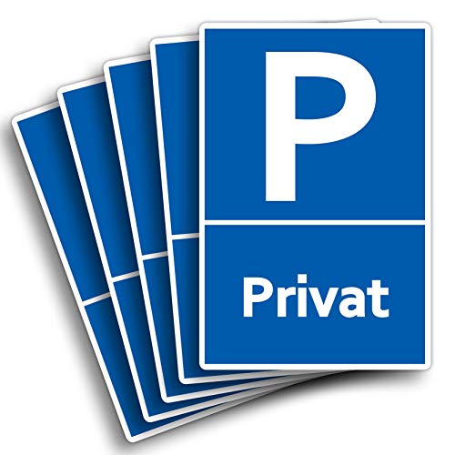 5 Stück Privat Parkplatz Schild 20 x 30 cm aus stabiler PVC Hartschaumplatte 3mm Privatparkplatz parken verboten mit UV-Schutz von STROBO von STROBO