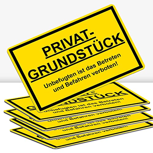 5 Stück Privatgrundstück Schild 30 x 20 cm Alu 3mm Alu-Dibond stabile Aluminiumverbundplatte Unbefugten ist das Betreten und Befahren verboten Schild mit UV-Schutz von STROBO von STROBO