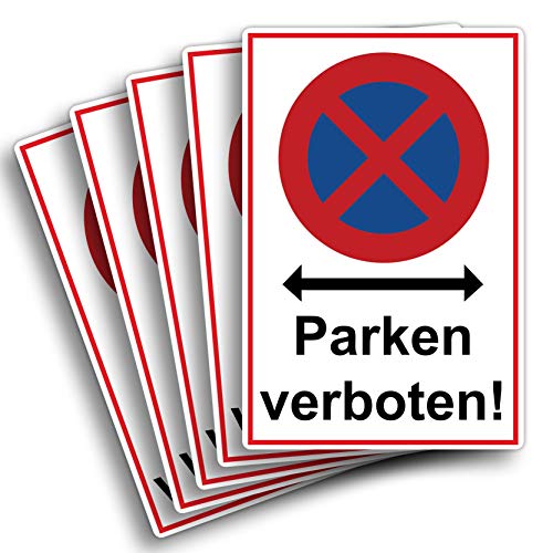 5 Stück XXL Absolutes halteverbot Schild 30 x 40 cm parken verboten aus stabiler PVC Hartschaumplatte 5 mm Parkplatzschild mit UV-Schutz von STROBO von STROBO