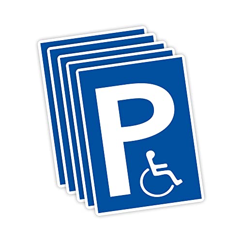 5 Stück XXL Behindertenparkplatz Schild 30 x 40 cm aus stabiler PVC Hartschaumplatte 5mm Parkplatz für Rollstuhlfahrer parken nur mit Ausweis mit UV-Schutz von STROBO von STROBO