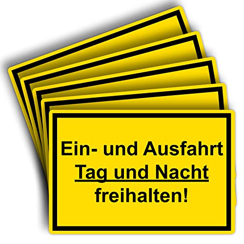 5 Stück XXL Einfahrt und Ausfahrt freihalten Schild 40 x 30 cm aus stabiler PVC Hartschaumplatte 5 mm mit UV-Schutz von STROBO von STROBO
