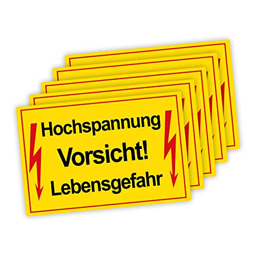 5 Stück XXL Vorsicht ! Hochspannung Lebensgefahr Schild 30 x 40 cm aus stabiler PVC Hartschaumplatte 5mm mit UV-Schutz von STROBO von STROBO