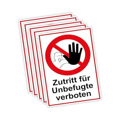 5 Stück XXL Zutritt für Unbefugte verboten Schild 30 x 40cm aus stabiler PVC Hartschaumplatte 5mm mit UV-Schutz von STROBO 5 Stück XXL Zutritt für Unbefugte verboten Schild 30 x 40cm aus stabiler PVC Hartschaumplatte 5mm mit UV-Schutz von STROBO von STROBO