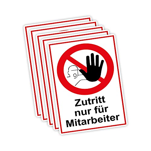 5 Stück XXL Zutritt nur für Mitarbeiter Schild 30 x 40cm aus stabiler PVC Hartschaumplatte 5mm mit UV-Schutz von STROBO 5 Stück XXL Zutritt nur für Mitarbeiter Schild 30 x 40cm aus stabiler PVC Hartschaumplatte 5mm mit UV-Schutz von STROBO von STROBO