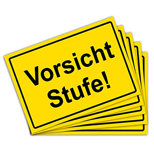 5 Stück vorsicht Stufe Aufkleber 15x10 cm Sticker Warnzeichen mit UV Schutz für Außen-und Innenbereich von STROBO