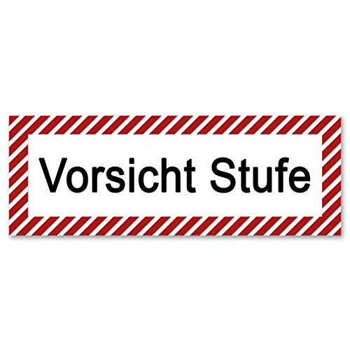 5 Stück vorsicht Stufe Aufkleber 21x7,2cm Sticker Warnzeichen mit UV Schutz für Außen-und Innenbereich von STROBO