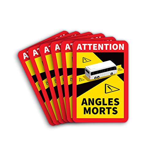 6 Stück Attention Angles Morts Magnetschilder 25 x 17 cm Magnet für BUs und Wohnwagen Warntafel Hinweiszeichen Schild Frankreich mit UV Schutz von STROBO