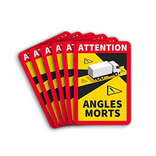 6 Stück Attention Angles Morts Magnetschilder 25 x 17 cm Magnet für LKW und Wohnwagen Warntafel Hinweiszeichen Schild Frankreich mit UV Schutz von STROBO