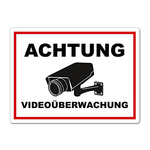 Achtung Videoüberwachung Schild 20 x 30 cm aus stabiler PVC Hartschaumplatte 3mm dieser Bereich wird überwacht Schild mit UV-Schutz von STROBO von STROBO