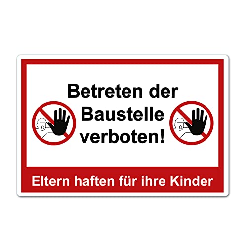 Betreten der Baustelle verboten Eltern haften für ihre Kinder Schild 20 x 30 cm aus stabiler PVC Hartschaumplatte 3mm mit UV-Schutz von STROBO Betreten der Baustelle verboten Eltern haften für ihre Kinder Schild 20 x 30 cm aus stabiler PVC Hartschaumplatte 3mm mit UV-Schutz von STROBO von STROBO