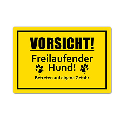 Vorsicht! freilaufender Hund Schild 20 x 30 cm aus stabiler PVC Hartschaumplatte 3mm Achtung vor dem Hund Schild mit UV-Schutz von STROBO von STROBO