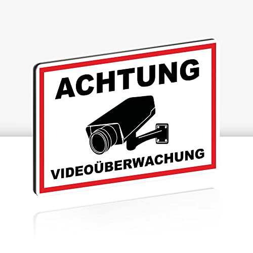 XXL Achtung Videoüberwachung Schild 40 x 30 cm Alu 3mm Alu-Dibond stabile Aluminiumverbundplatte dieser Bereich wird überwacht mit UV-Schutz von STROBO von STROBO