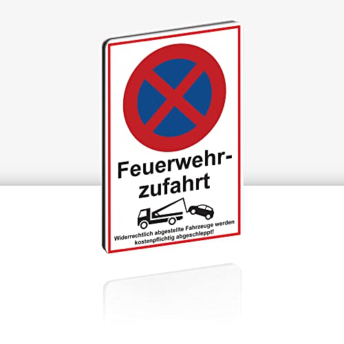 XXL Feuerwehrzufahrt freihalten Schild 30 x 40 cm Alu 3mm Alu-Dibond stabile Aluminiumverbundplatte Feuerwehr Einfahrt freihalten mit UV-Schutz von STROBO von STROBO