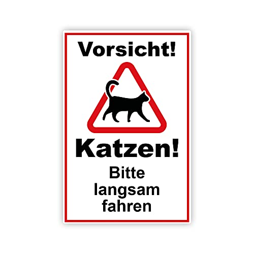XXL Vorsicht ! Katzen bitte langsam fahren Schild 30 x 40 cm aus stabiler PVC Hartschaumplatte 5mm mit UV-Schutz von STROBO XXL Vorsicht ! Katzen bitte langsam fahren Schild 30 x 40 cm aus stabiler PVC Hartschaumplatte 5mm mit UV-Schutz von STROBO von STROBO