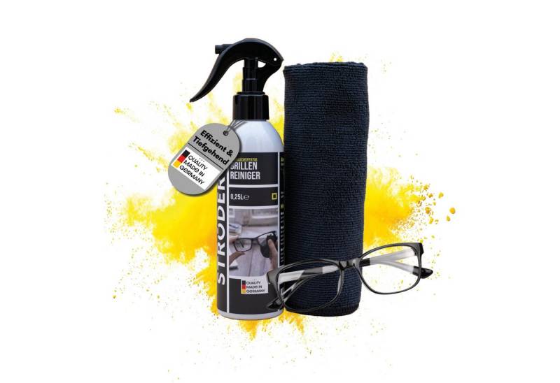 STRÖDER Brillen Reiniger, Sonnenbrillen Reiniger, Glas Reiniger Flüssigreiniger (Set, [- 1x 250ml Sprühflasche inkl. Sprühkopf und Mikrofasertuch Hohe Wirksamkeit, Materialfreundlichkeit, Effektiv) von STRÖDER